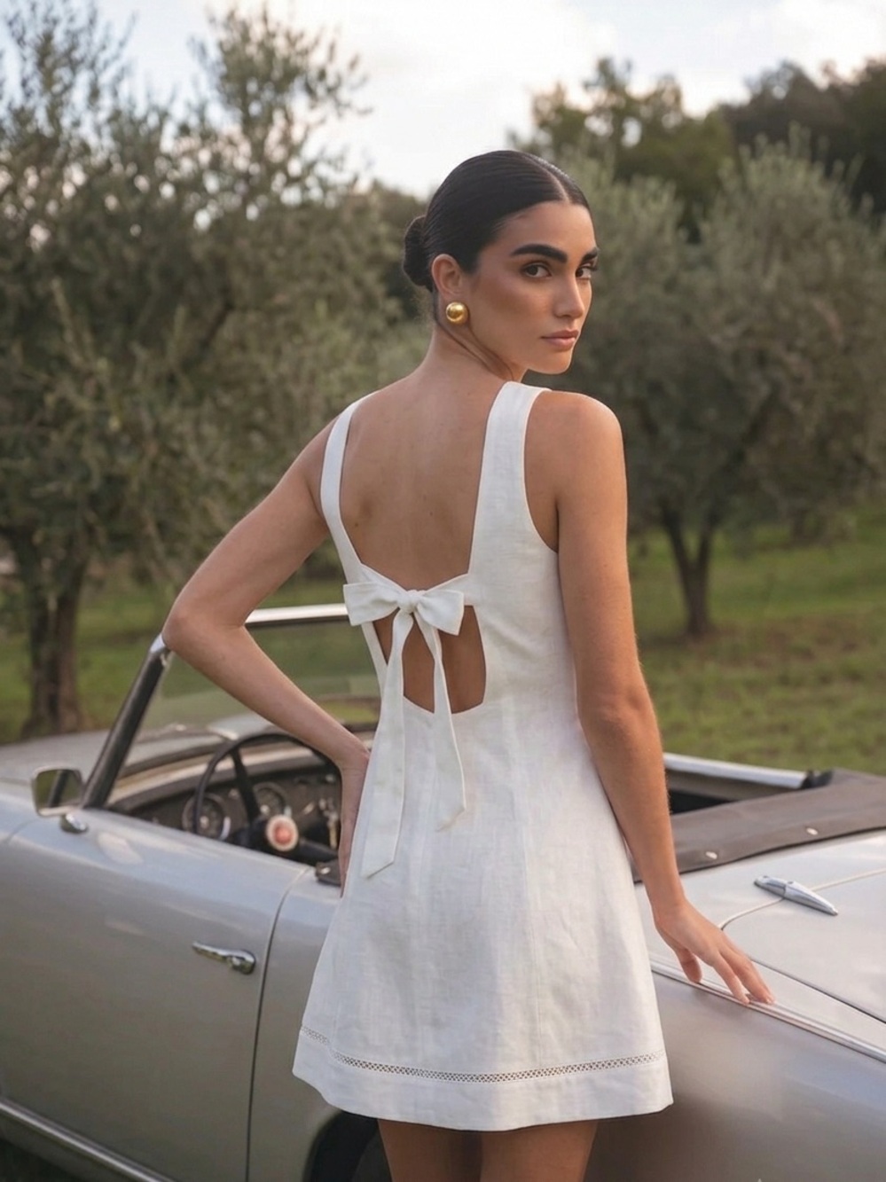 Lost + Wander Verona Romance Linen Blend Mini Dress White XS